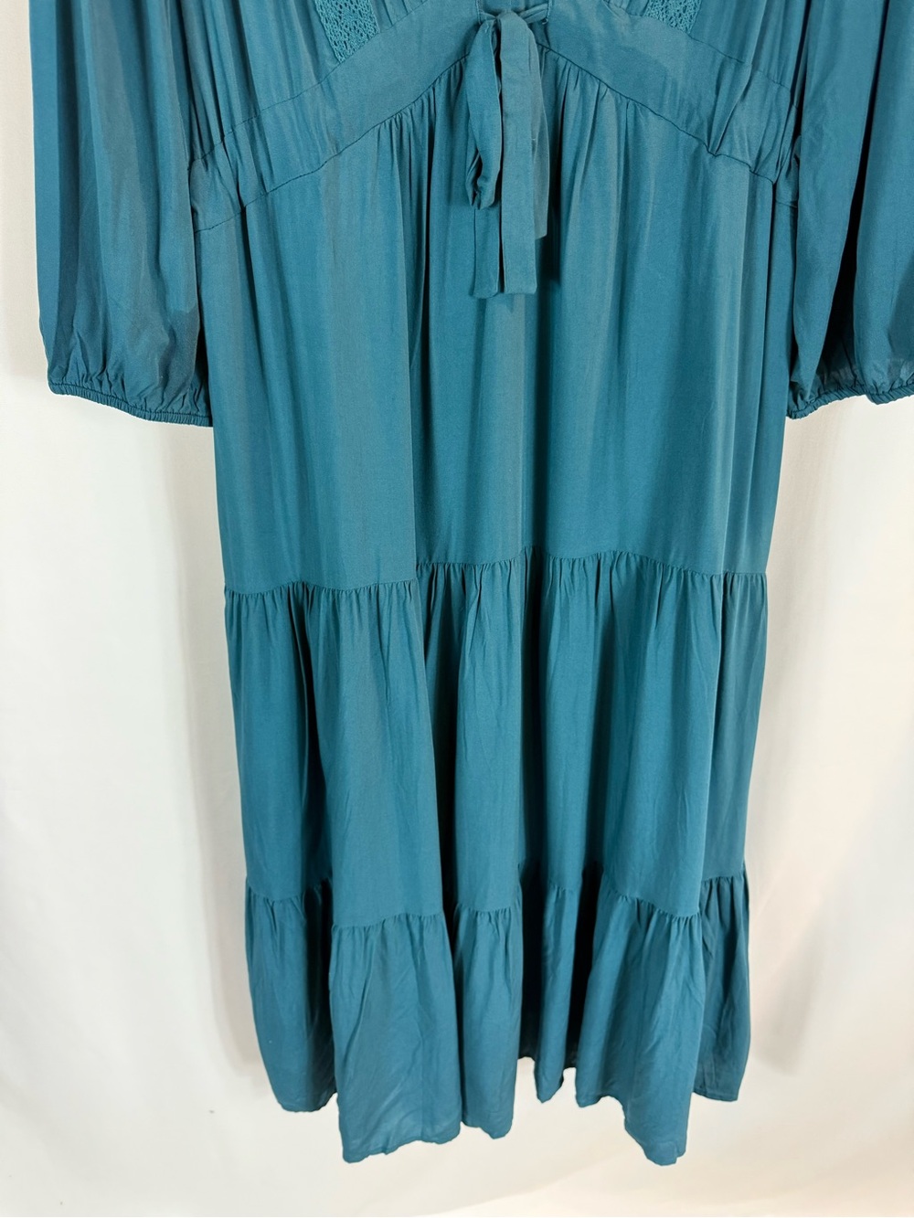 NWT Balticborn women dress Teal Long Sleeve V-Neck Tiered Maxi Dress - Picture 5 of 14